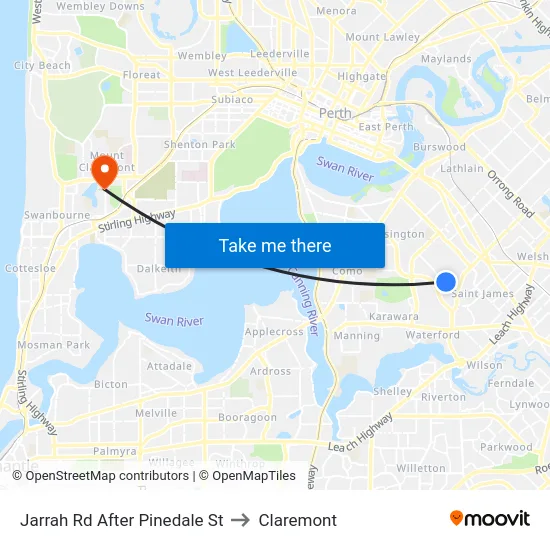 Jarrah Rd After Pinedale St to Claremont map