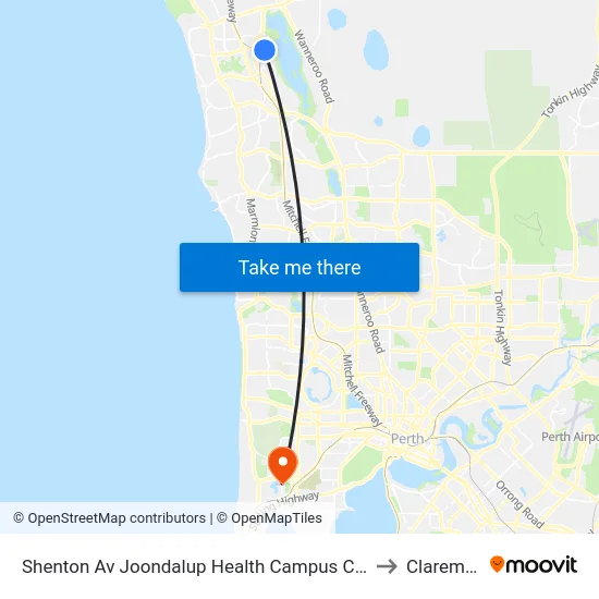 Shenton Av Joondalup Health Campus Cat Id 17 to Claremont map