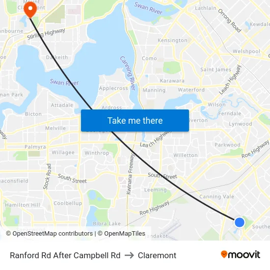 Ranford Rd After Campbell Rd to Claremont map