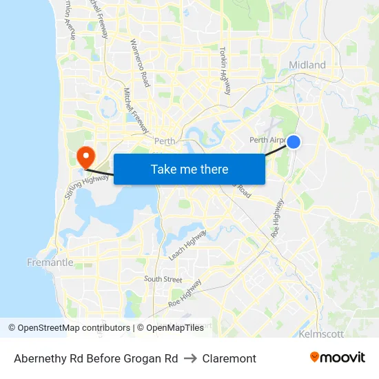 Abernethy Rd Before Grogan Rd to Claremont map