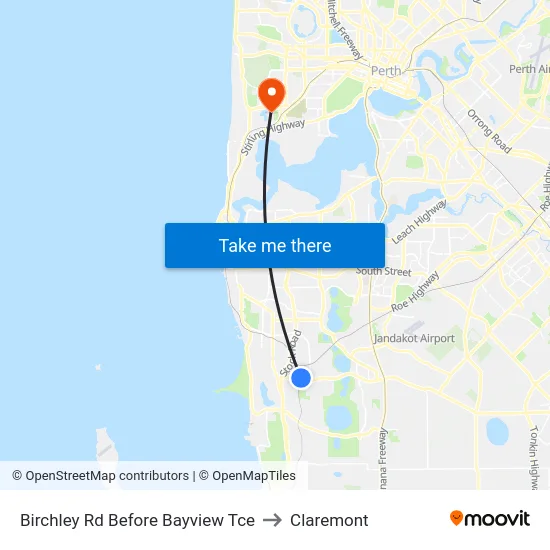 Birchley Rd Before Bayview Tce to Claremont map