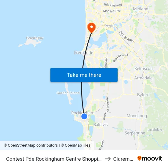 Contest Pde Rockingham Centre Shopping Ctr to Claremont map