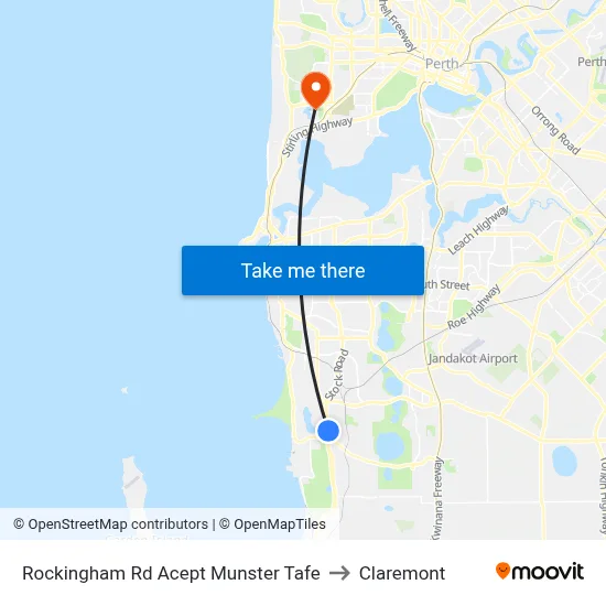 Rockingham Rd Acept Munster Tafe to Claremont map