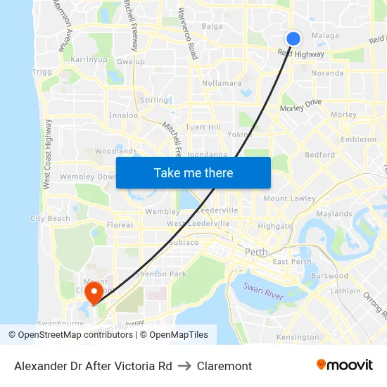 Alexander Dr After Victoria Rd to Claremont map