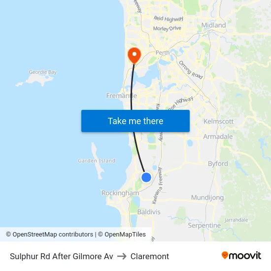 Sulphur Rd After Gilmore Av to Claremont map