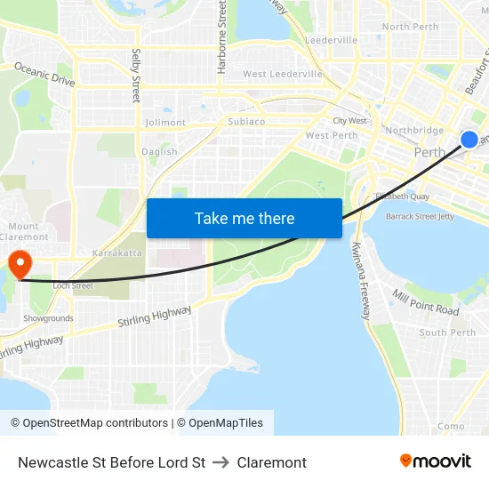 Newcastle St Before Lord St to Claremont map