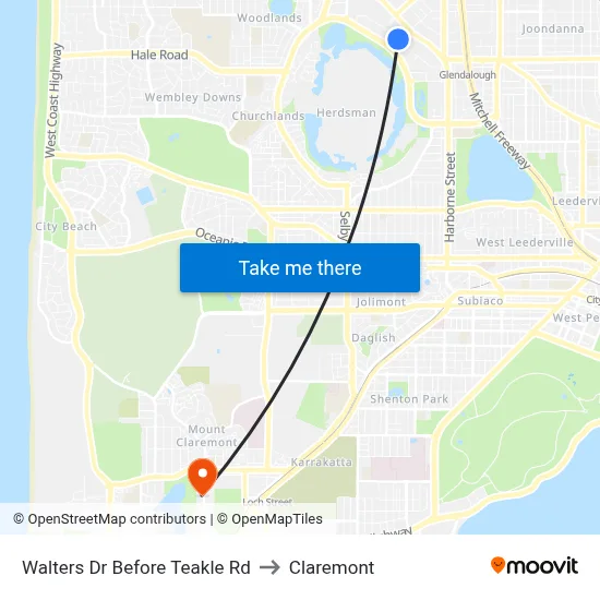 Walters Dr Before Teakle Rd to Claremont map