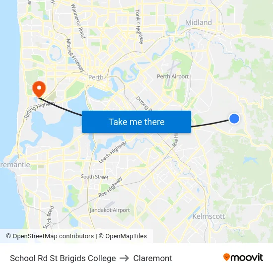 School Rd St Brigids College to Claremont map