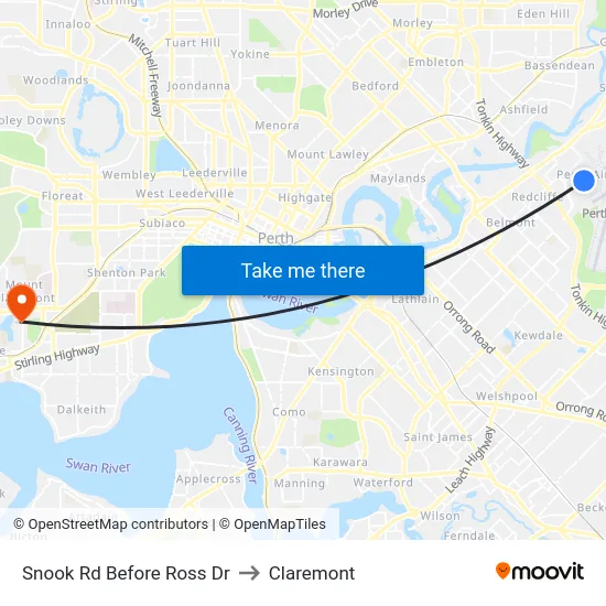 Snook Rd Before Ross Dr to Claremont map