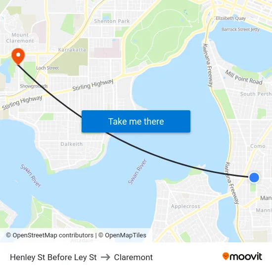 Henley St Before Ley St to Claremont map