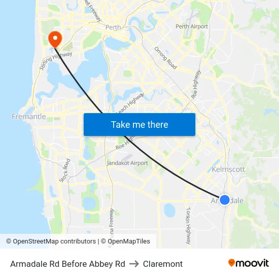 Armadale Rd Before Abbey Rd to Claremont map