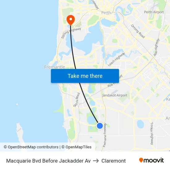 Macquarie Bvd Before Jackadder Av to Claremont map