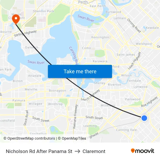 Nicholson Rd After Panama St to Claremont map