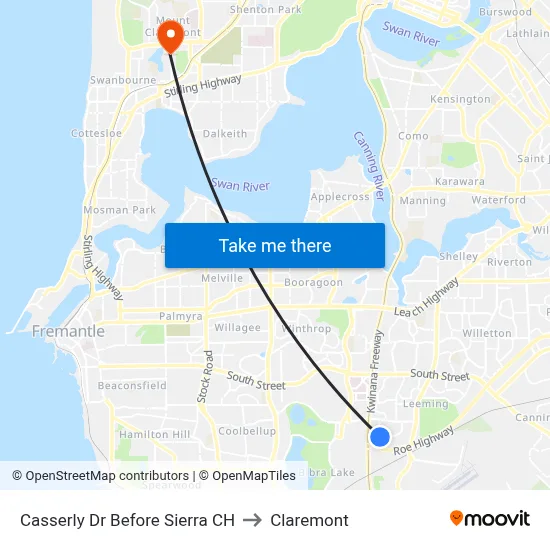 Casserly Dr Before Sierra CH to Claremont map