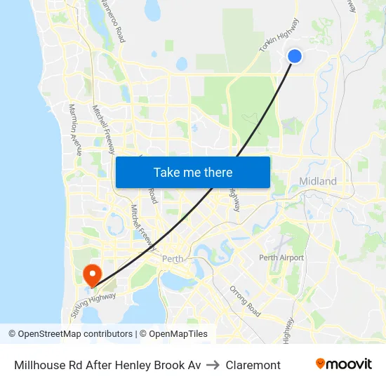Millhouse Rd After Henley Brook Av to Claremont map