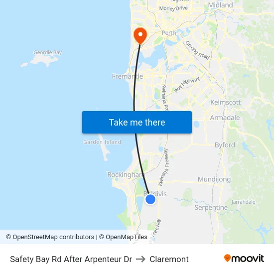 Safety Bay Rd After Arpenteur Dr to Claremont map