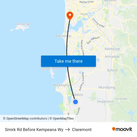 Smirk Rd Before Kempeana Wy to Claremont map