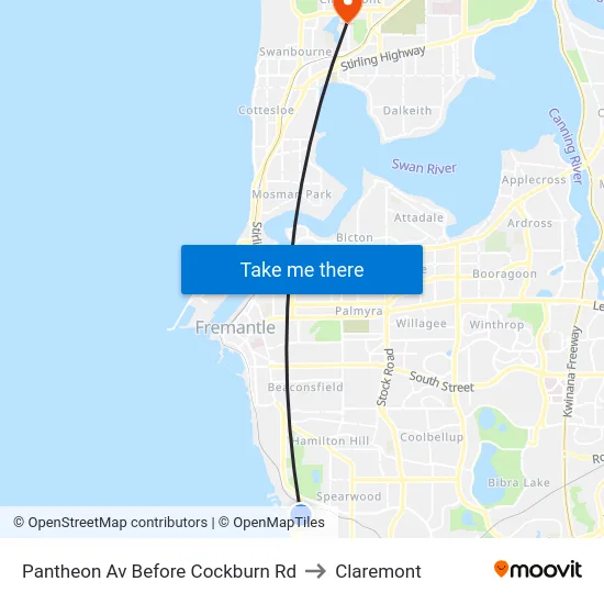 Pantheon Av Before Cockburn Rd to Claremont map