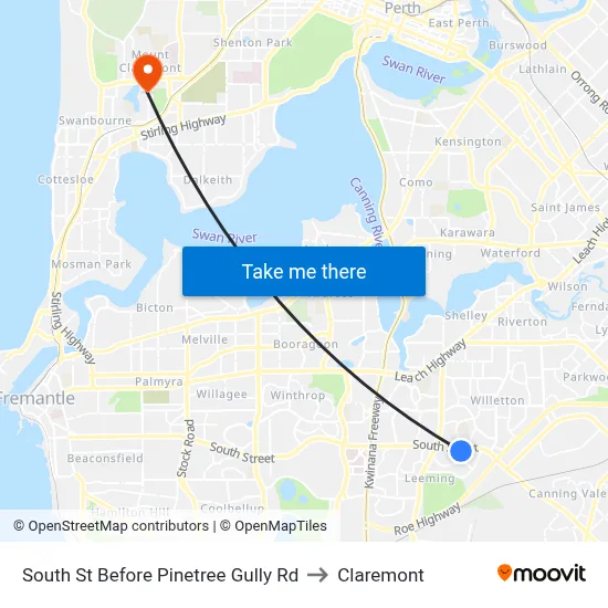 South St Before Pinetree Gully Rd to Claremont map