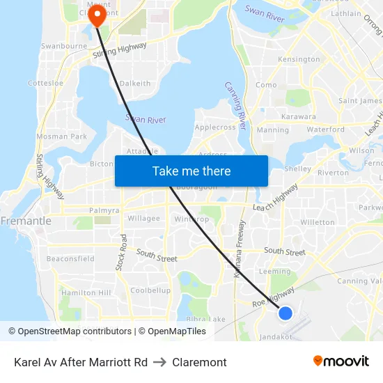 Karel Av After Marriott Rd to Claremont map