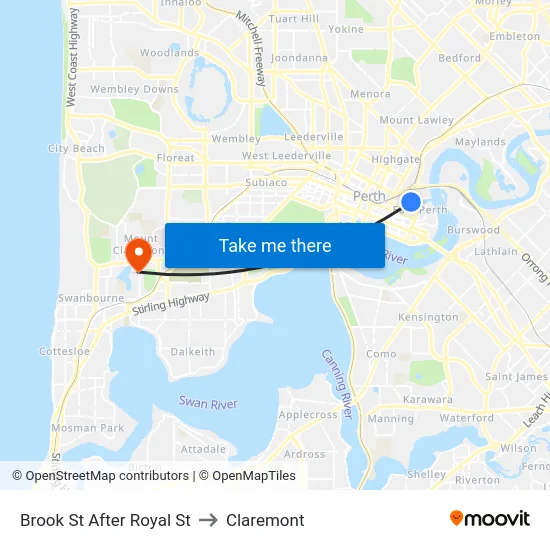 Brook St After Royal St to Claremont map