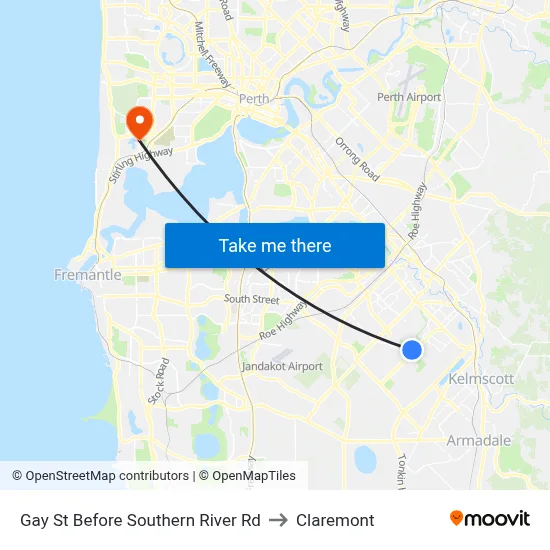 Gay St Before Southern River Rd to Claremont map