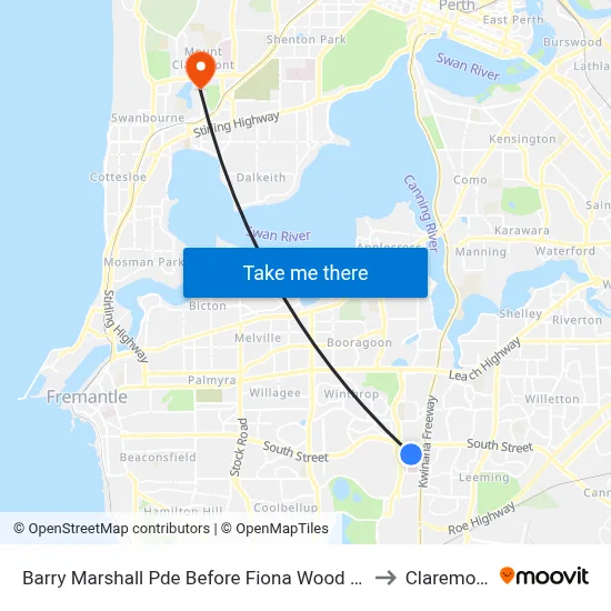 Barry Marshall Pde Before Fiona Wood Rd to Claremont map