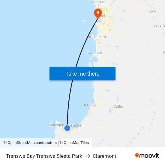 Transwa Bay Transwa Siesta Park to Claremont map
