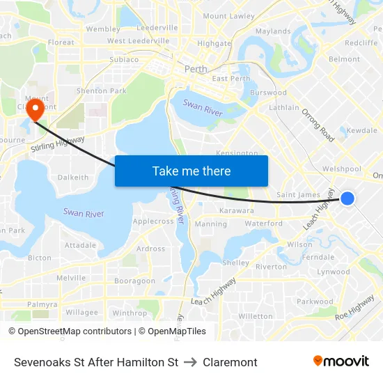 Sevenoaks St After Hamilton St to Claremont map