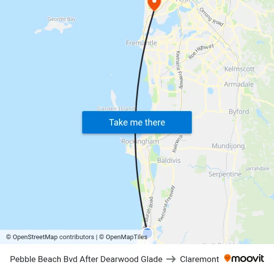 Pebble Beach Bvd After Dearwood Glade to Claremont map