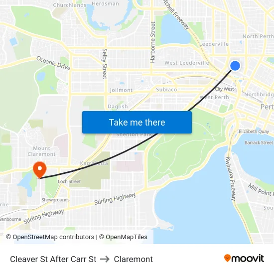 Cleaver St After Carr St to Claremont map