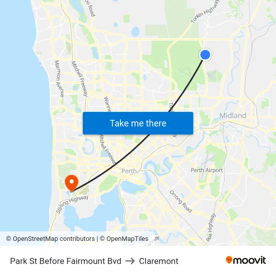 Park St Before Fairmount Bvd to Claremont map