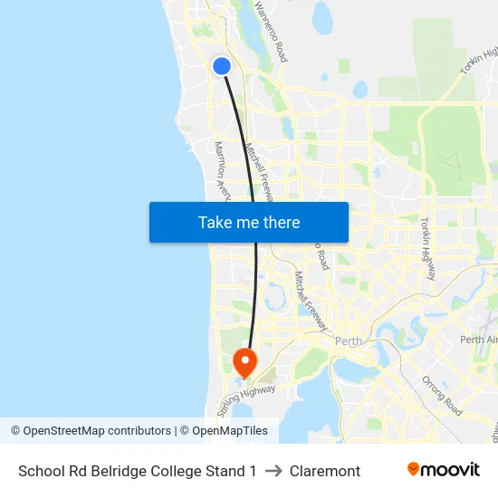 School Rd Belridge College Stand 1 to Claremont map