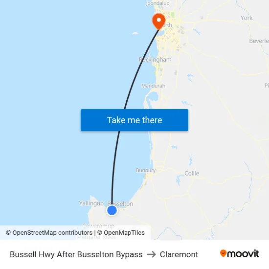 Bussell Hwy After Busselton Bypass to Claremont map