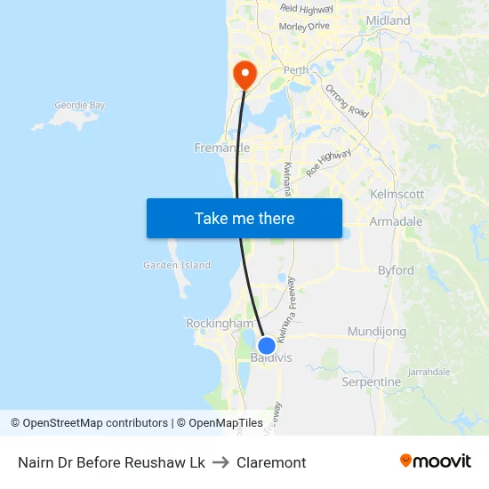 Nairn Dr Before Reushaw Lk to Claremont map
