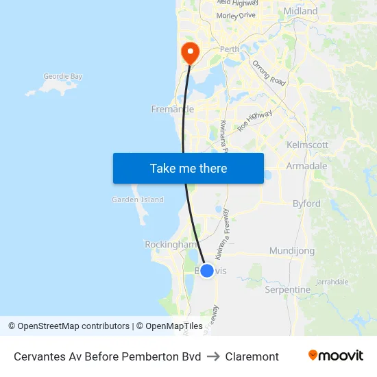 Cervantes Av Before Pemberton Bvd to Claremont map