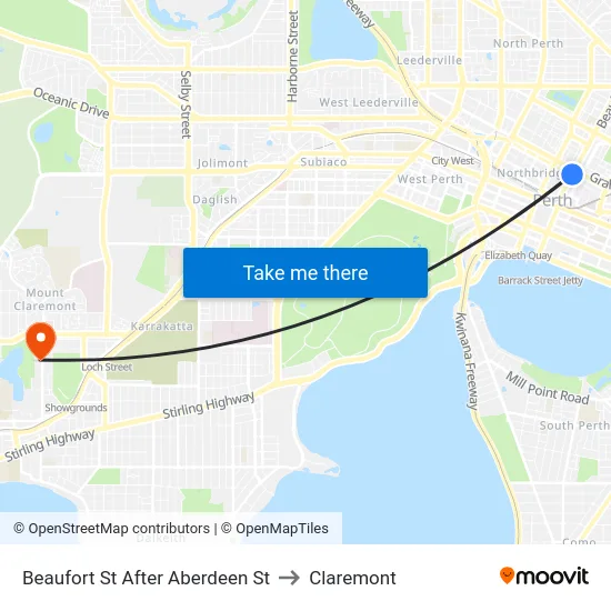 Beaufort St After Aberdeen St to Claremont map