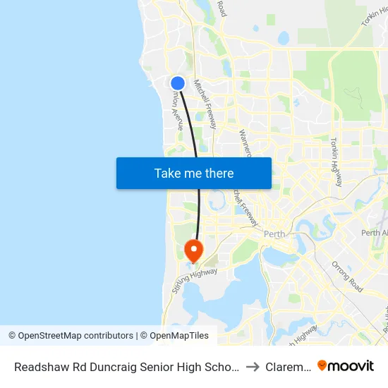 Readshaw Rd Duncraig Senior High School Stand 4 to Claremont map