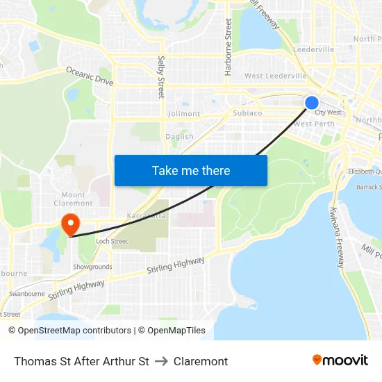 Thomas St After Arthur St to Claremont map