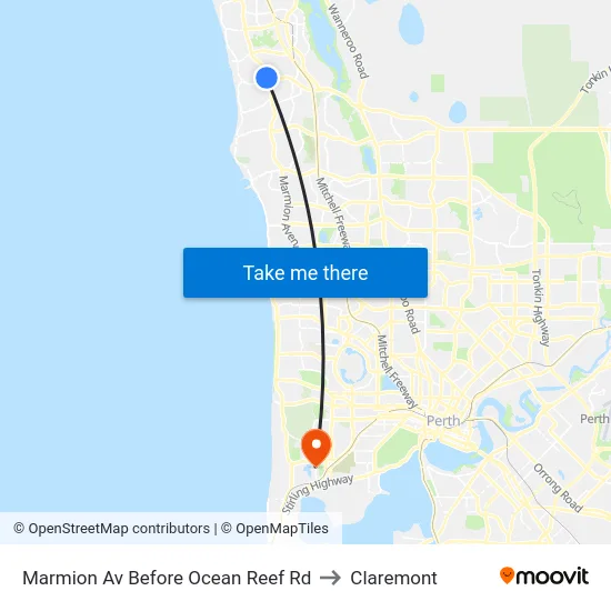 Marmion Av Before Ocean Reef Rd to Claremont map