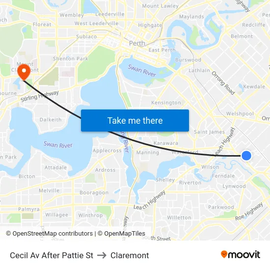 Cecil Av After Pattie St to Claremont map