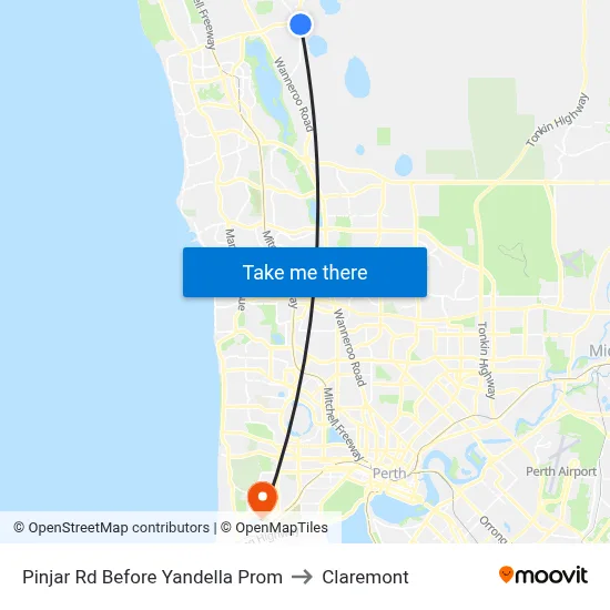 Pinjar Rd Before Yandella Prom to Claremont map