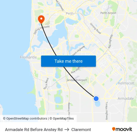 Armadale Rd Before Anstey Rd to Claremont map