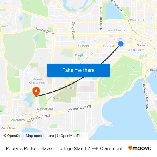 Roberts Rd Bob Hawke College Stand 2 to Claremont map