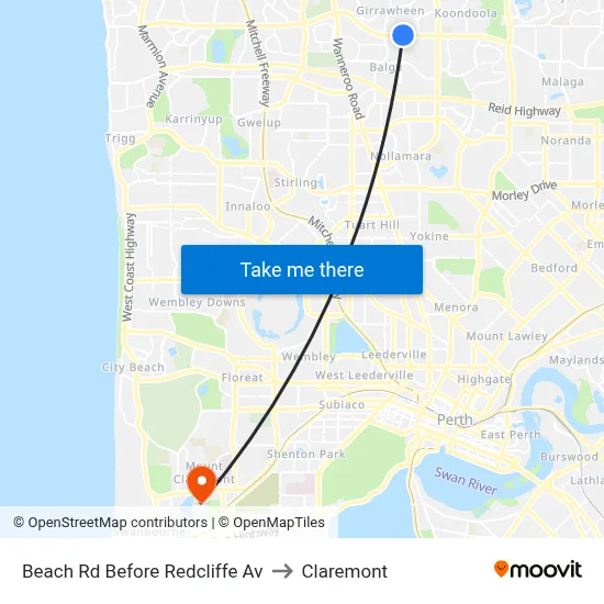 Beach Rd Before Redcliffe Av to Claremont map