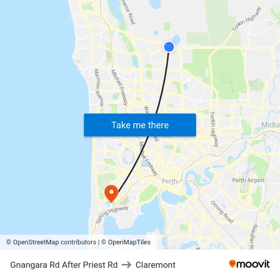 Gnangara Rd After Priest Rd to Claremont map