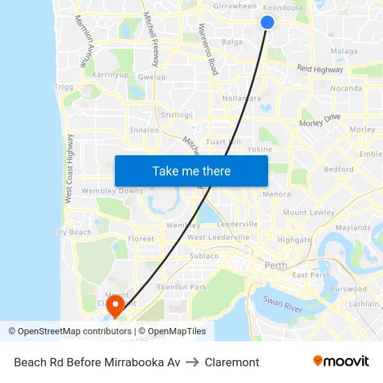 Beach Rd Before Mirrabooka Av to Claremont map
