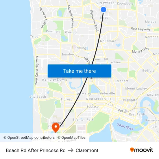 Beach Rd After Princess Rd to Claremont map