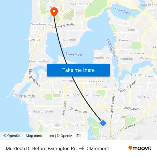 Murdoch Dr Before Farrington Rd to Claremont map