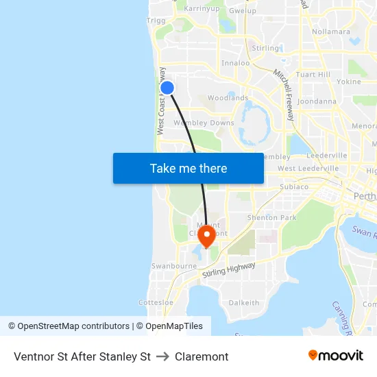 Ventnor St After Stanley St to Claremont map